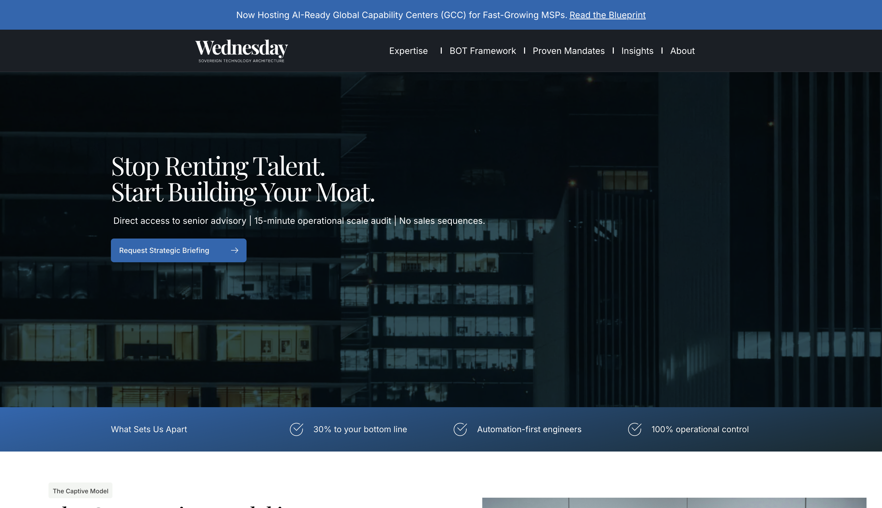 Wednesday Technology website displayed as an example of Cary Wood's website work